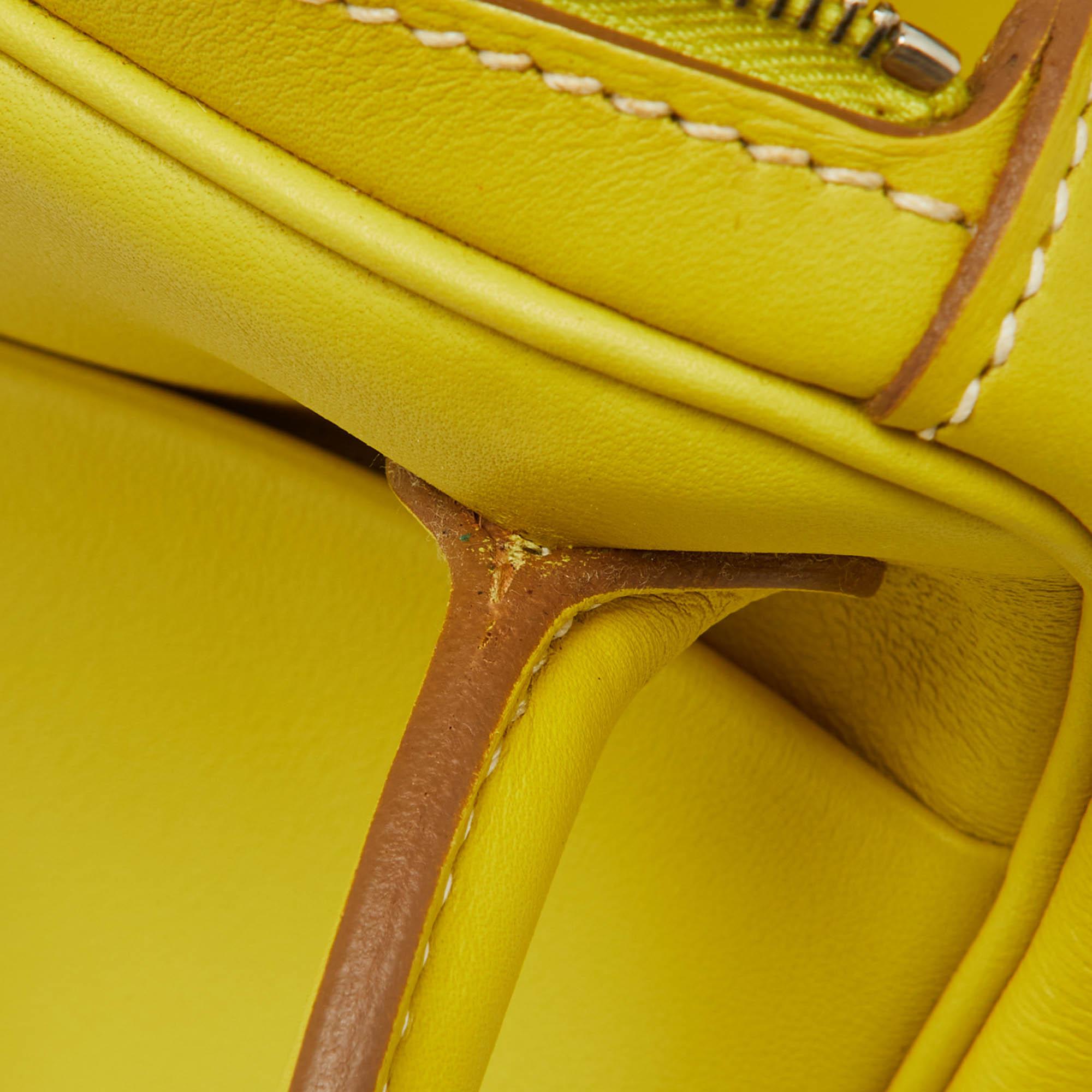 Hermès Lime Swift Leather Palladium Finish Lindy 26 Bag 3