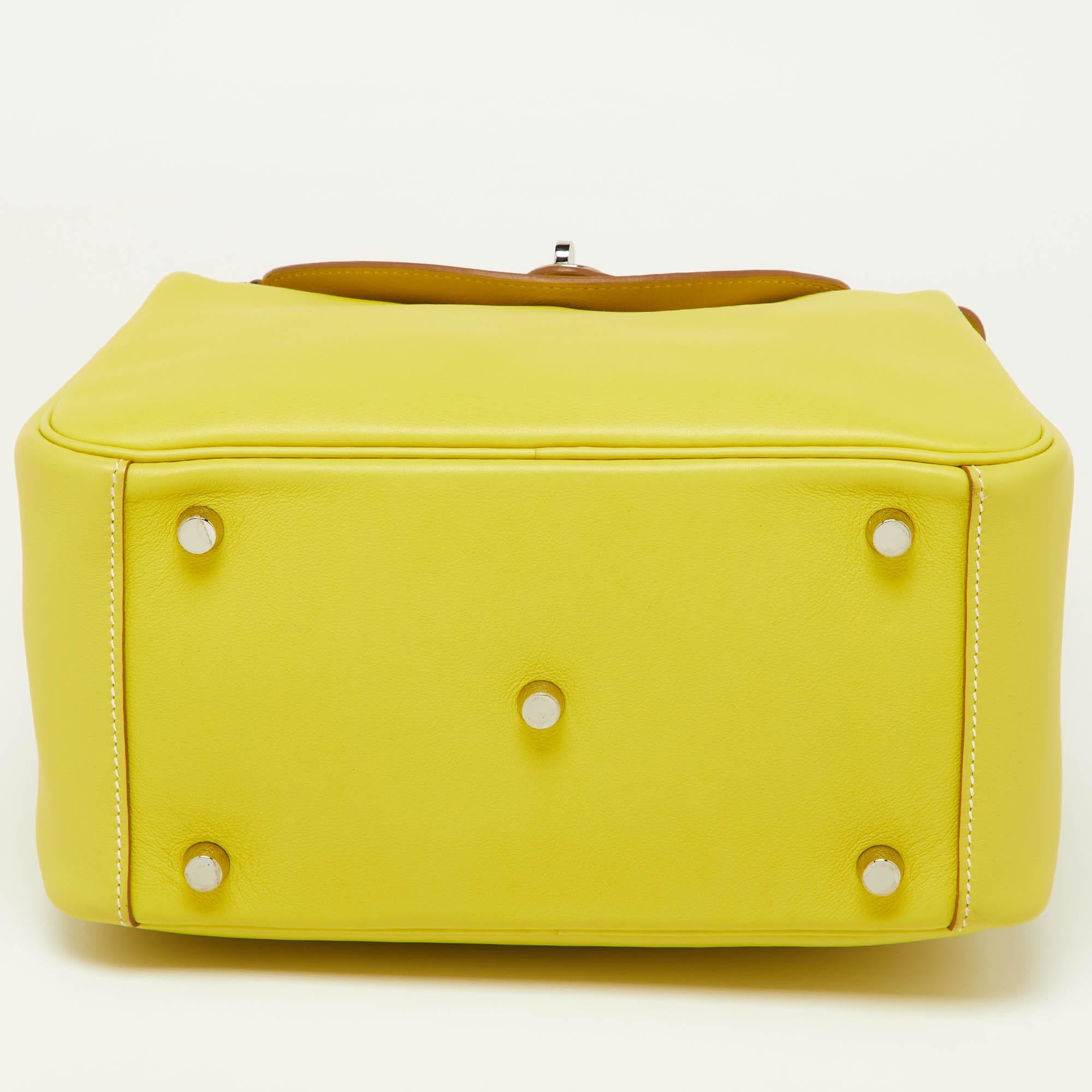 Hermès Lime Swift Leather Palladium Finish Lindy 26 Bag 4