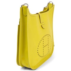 HERMES Lime yellow Epsom leather EVELYNE III 29 PM Crossbody Bag