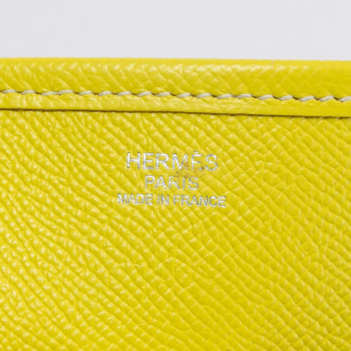 HERMES Lime yellow Epsom leather EVELYNE III 29 PM Crossbody Bag In Fair Condition For Sale In Zürich, CH