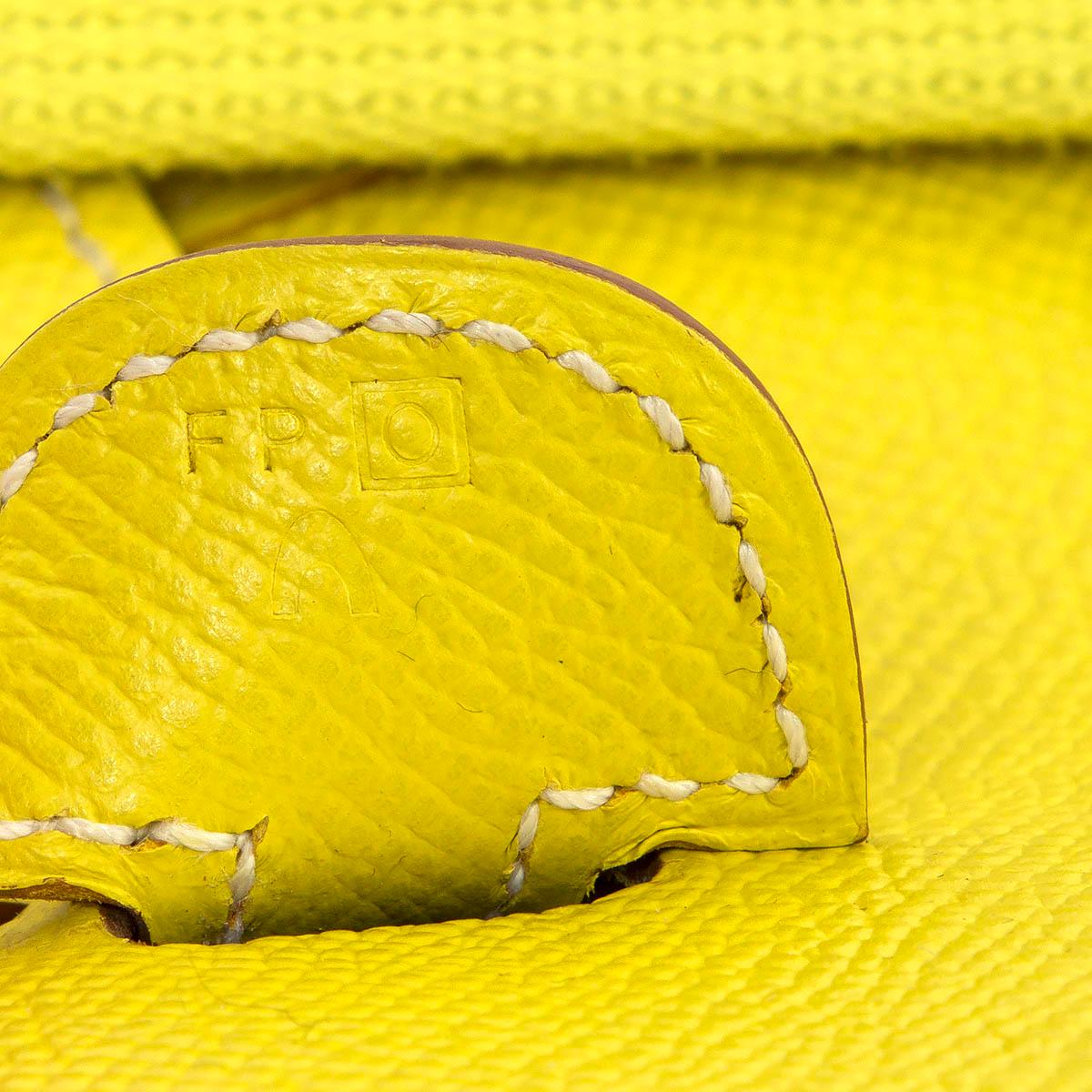 Women's HERMES Lime yellow Epsom leather EVELYNE III 29 PM Crossbody Bag For Sale