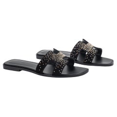 Hermes Lim.Ed. Oran BN pierres noires et strass