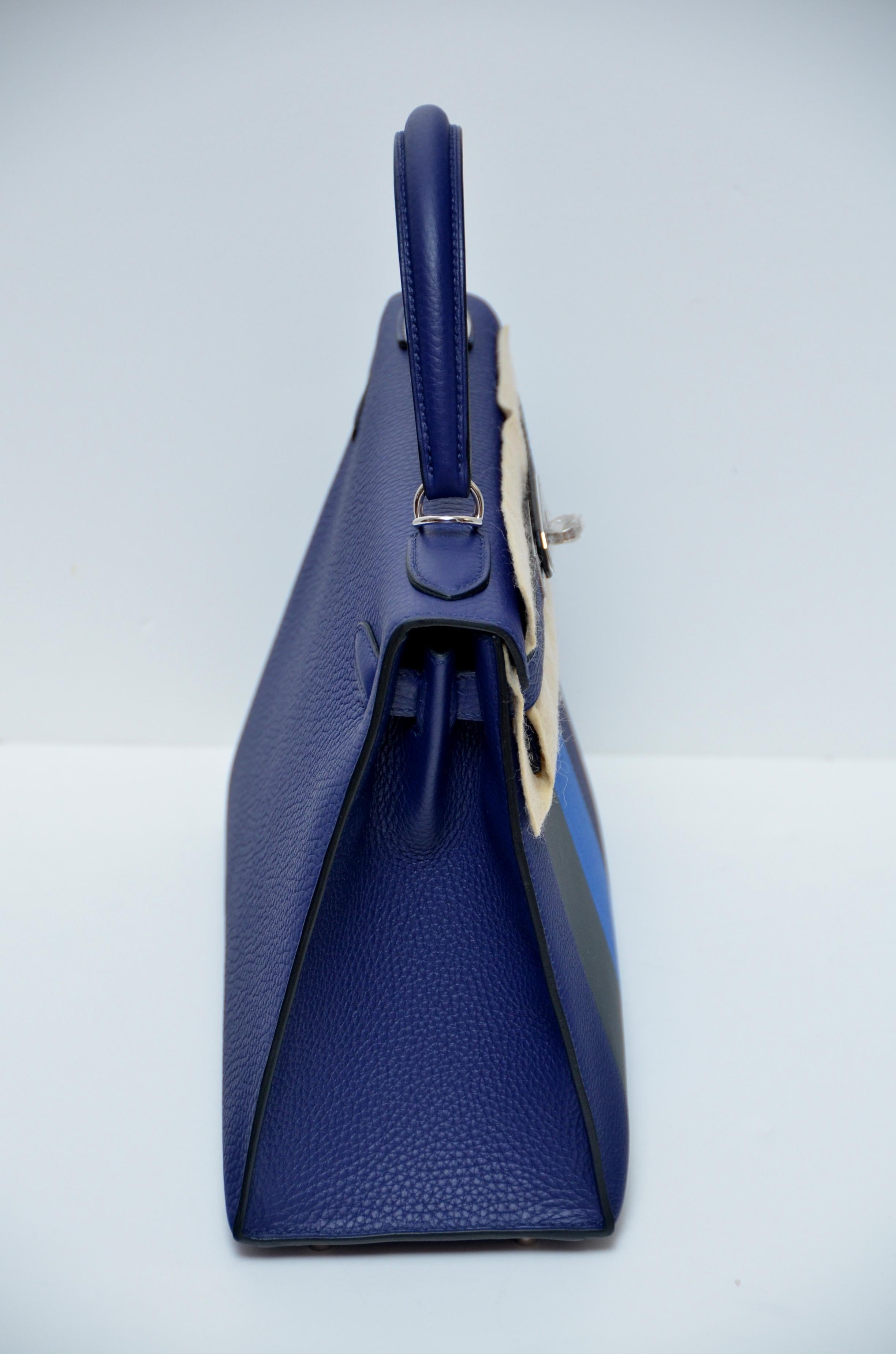 Violet Hermes Limited Edit. Kelly Lettre Sellier 28CM Noir Encre/Obscur/Zellige NOUVEAU