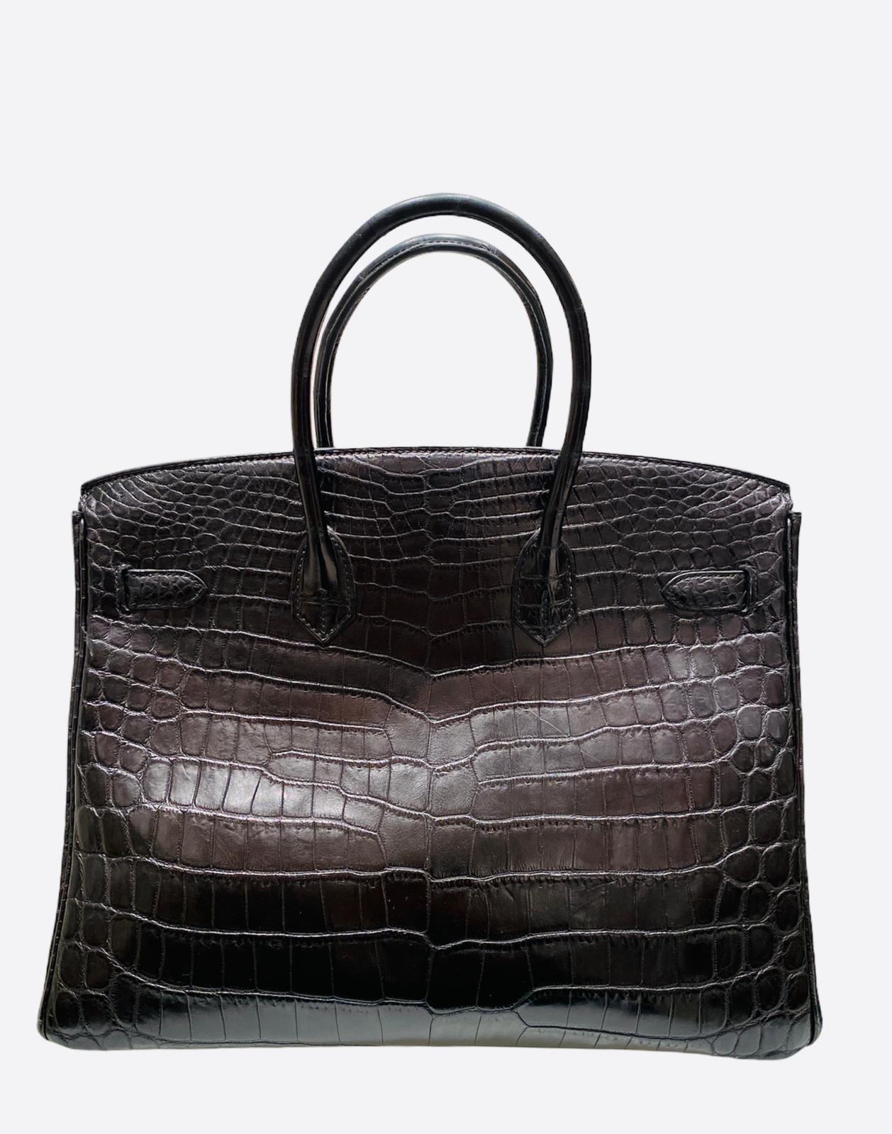 Hermes Limited Edition 35cm Matte So Black Nilo Crocodile Birkin, 2010 For Sale 5