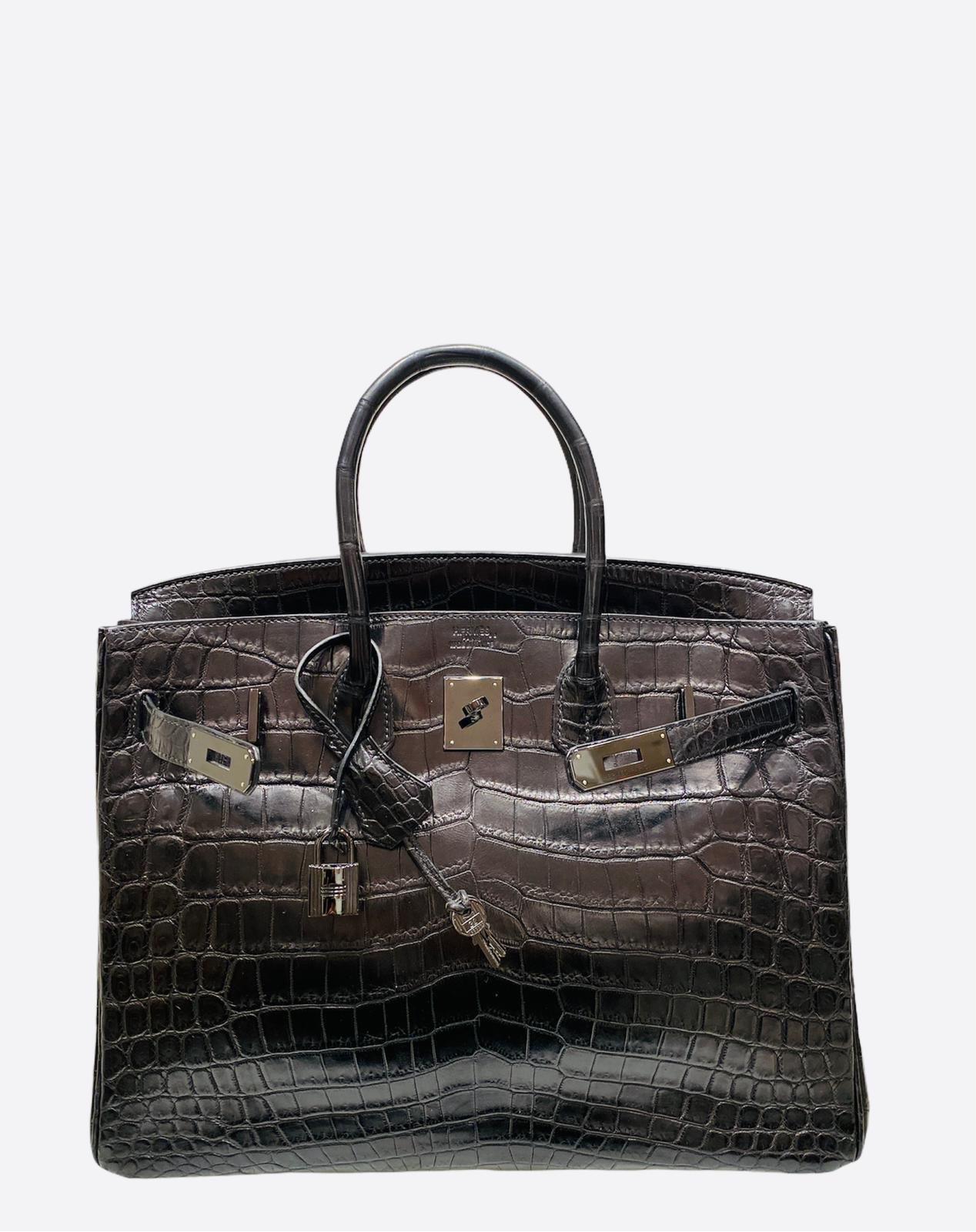 Hermes Limited Edition 35cm Matte So Black Nilo Crocodile Birkin, 2010 For Sale 6