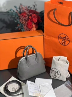 Hermès Limited Edition Bi-Color Gris Meyer and Beton Mini Bolide Full Set 2023