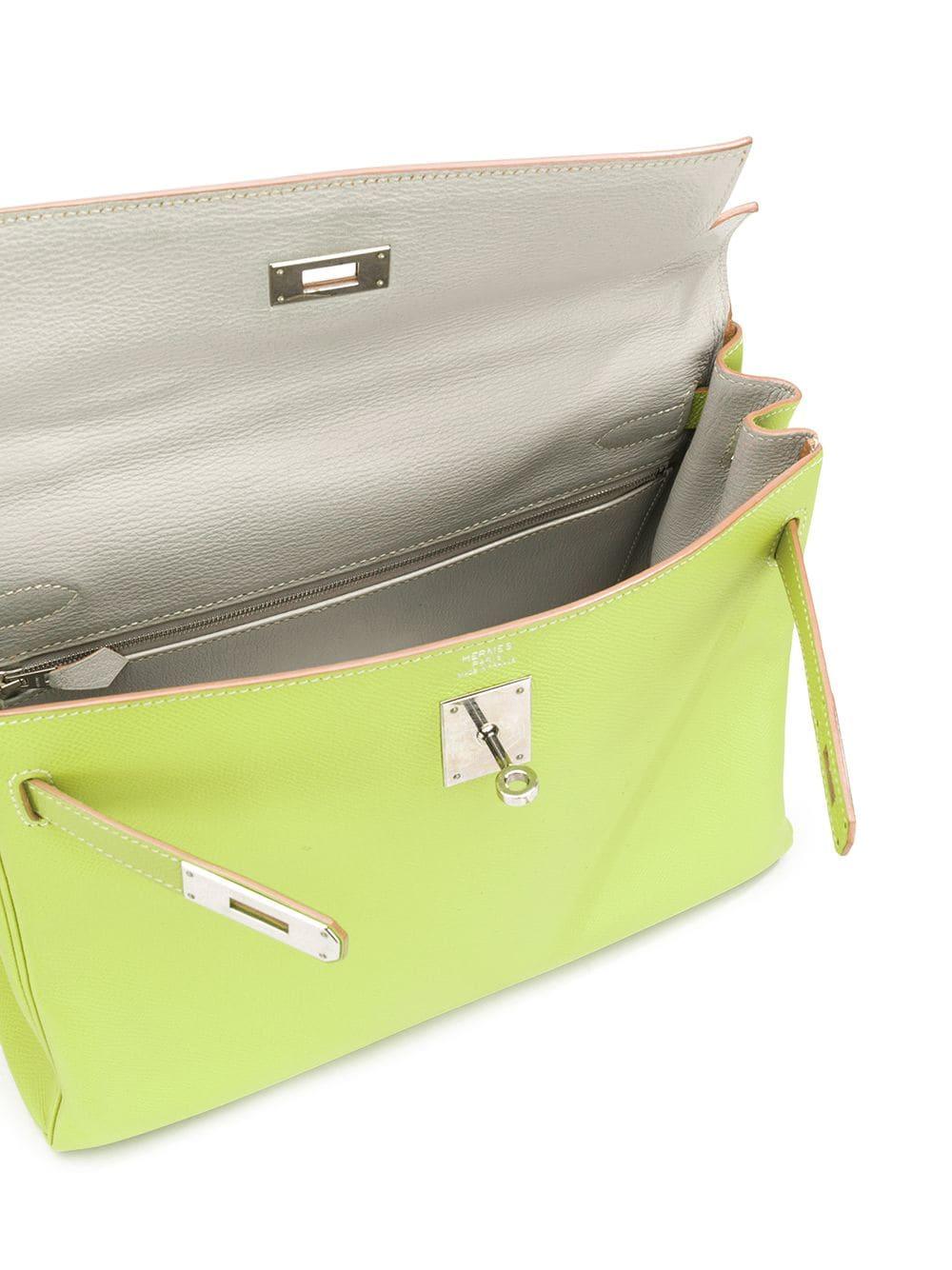 Green Hermès Limited Edition Bi-colour 32cm Candy Kelly Bag
