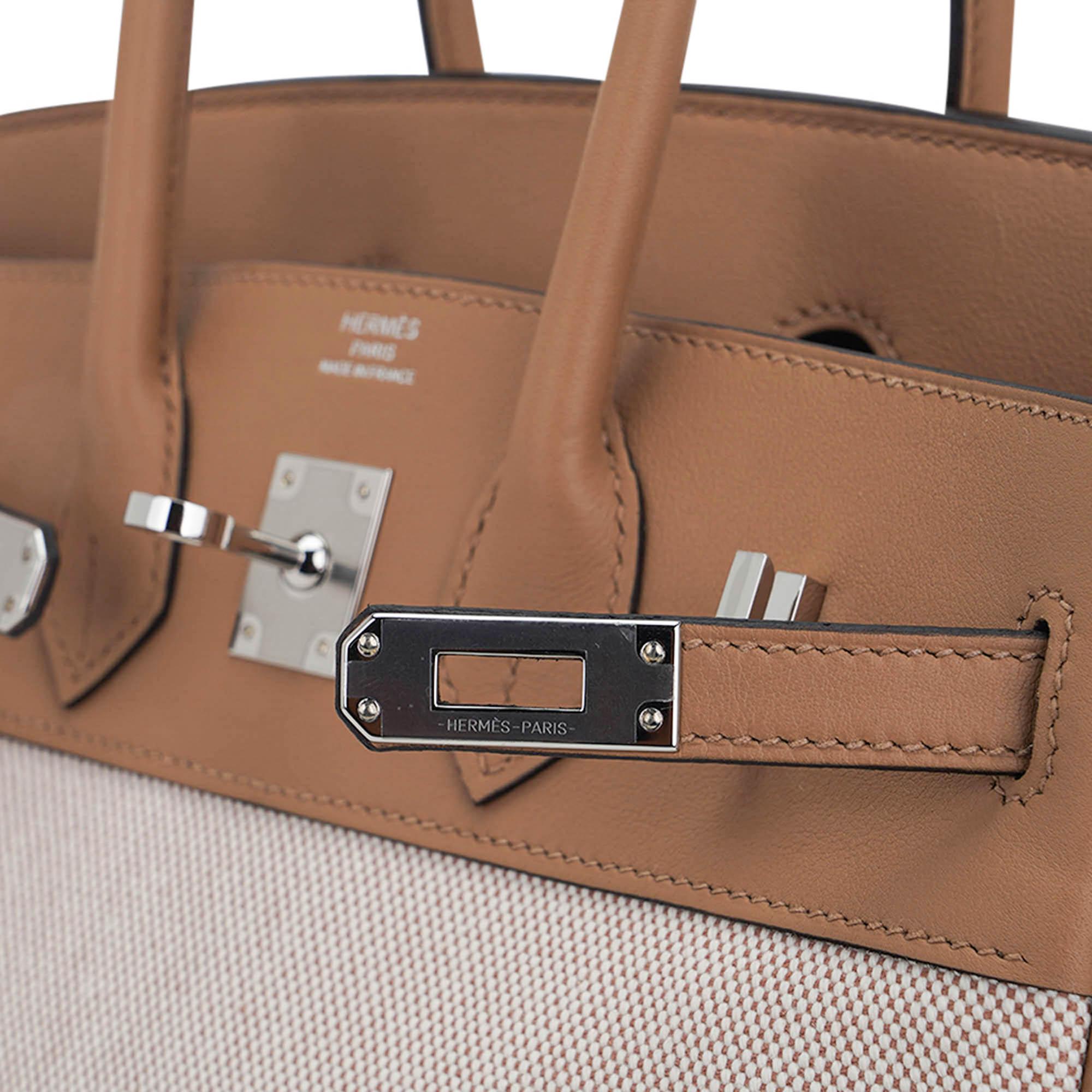 Hermes Limited Edition Birkin 25 Bag Ecru Toile H Chai Swift H Palladium In New Condition In Miami, FL