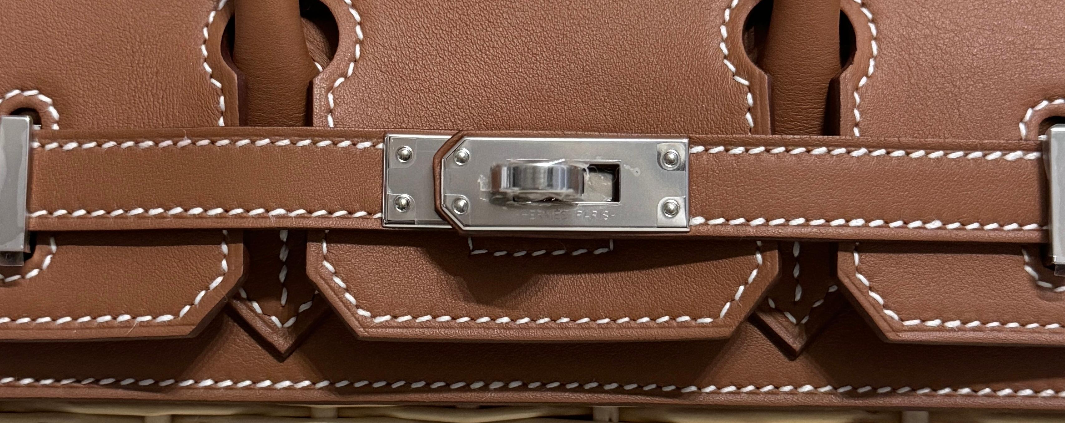 Hermes Limited Edition Birkin 25 Picnic Gold Tan Leather Palladium Hardware RARE 3