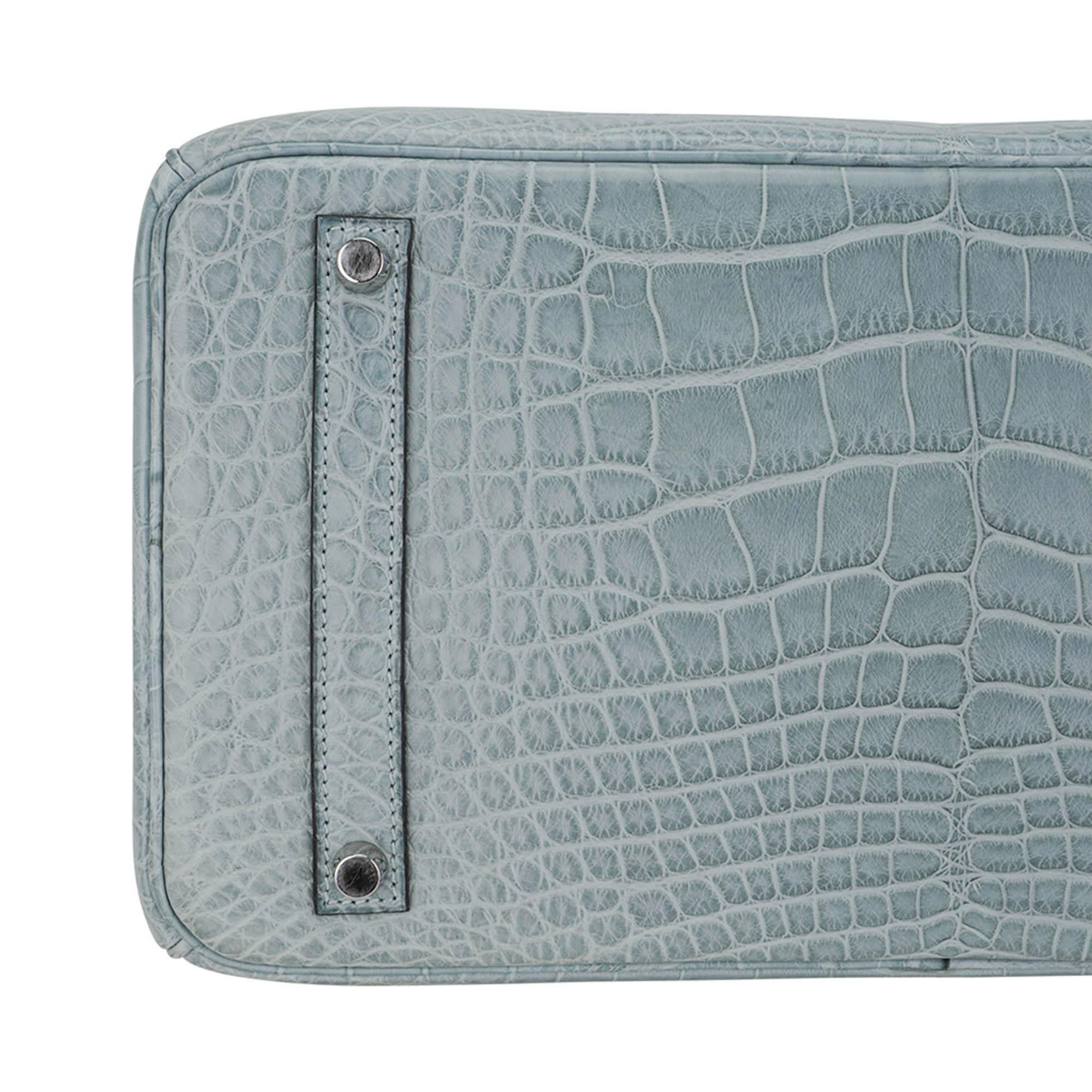 Hermes Limited Edition Birkin 35 Bag Ciel Matte Alligator with Palladium Hardwar en vente 7