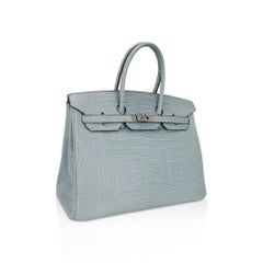 Hermes Limited Edition Birkin 35 Bag Ciel Matte Alligator with Palladium Hardwar