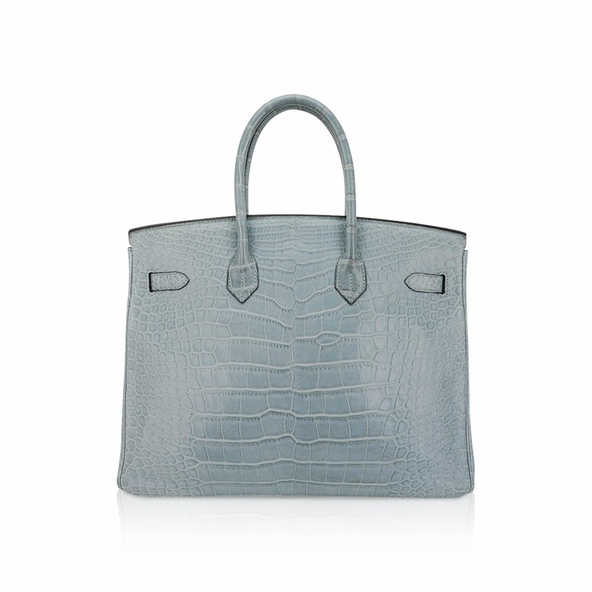 Hermes Limited Edition Birkin 35 Bag Ciel Matte Alligator with Palladium Hardwar en vente 2