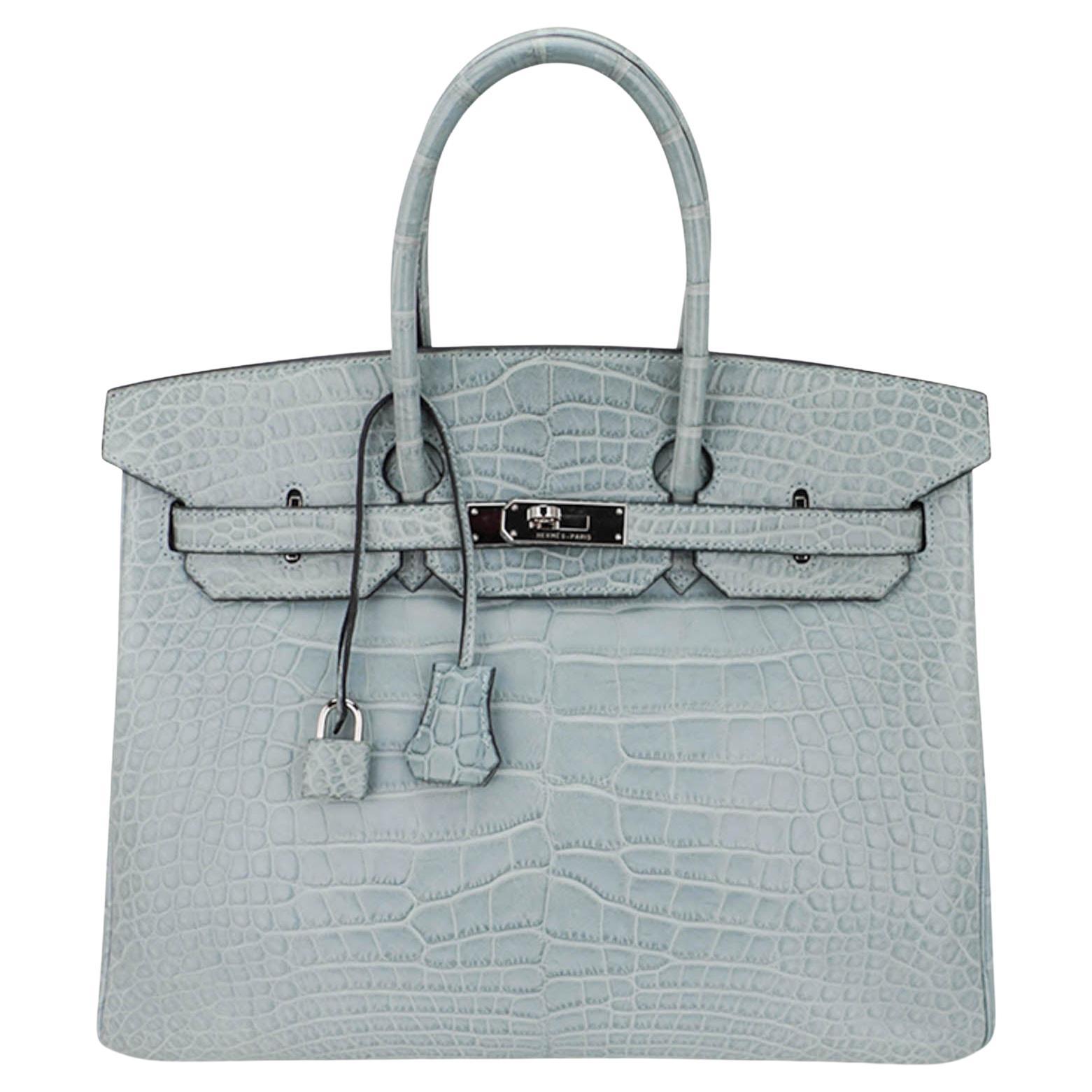 Hermes Limited Edition Birkin 35 Bag Ciel Matte Alligator with Palladium Hardwar