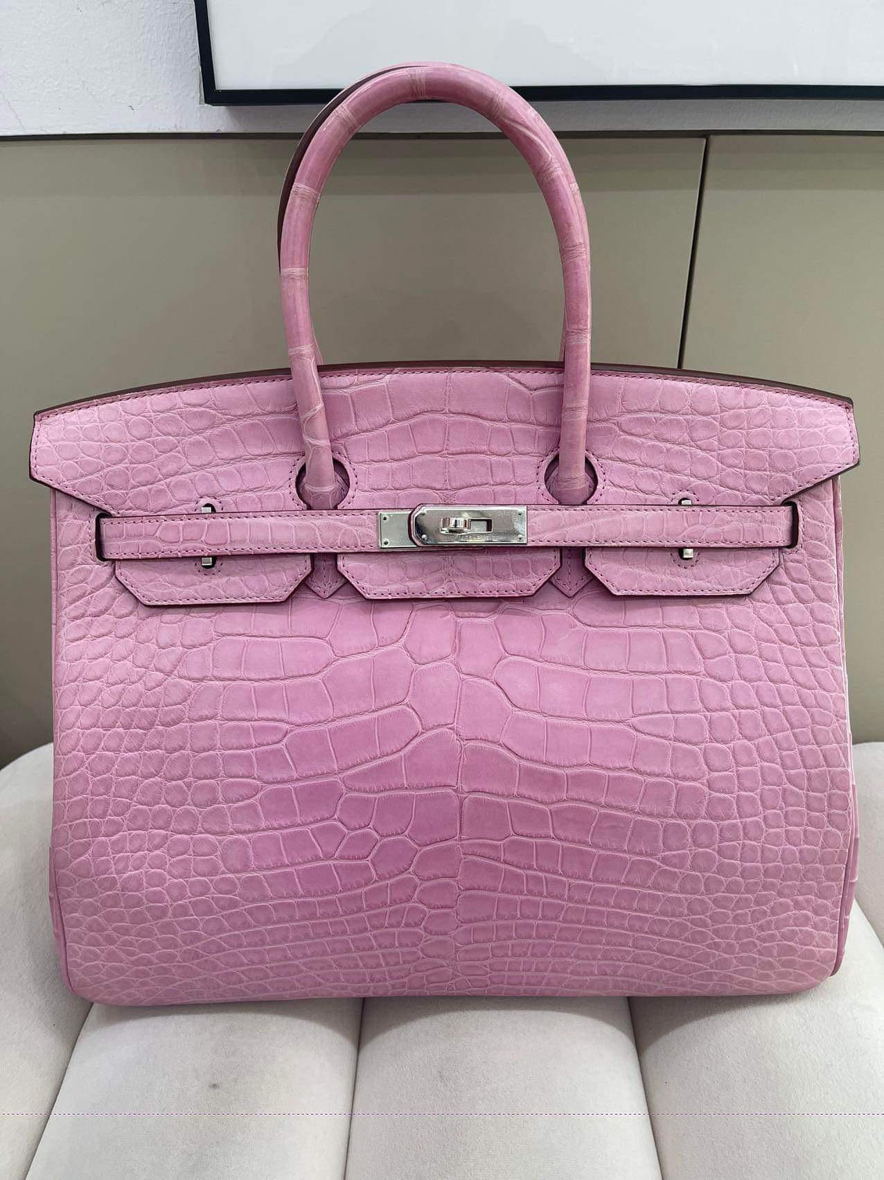 Hermes Limited Edition Birkin 35 Matte Alligator Bubblegum Pink 5P Bag with PHW 12