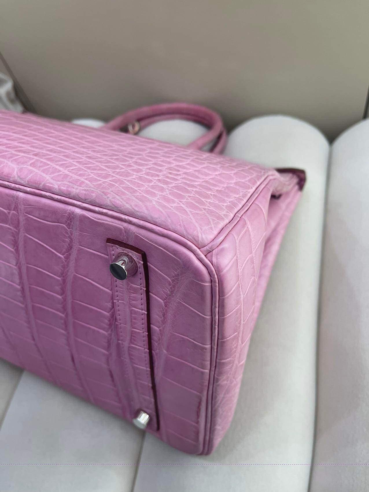 Hermes Limited Edition Birkin 35 Matte Alligator Bubblegum Pink 5P Bag with PHW 5