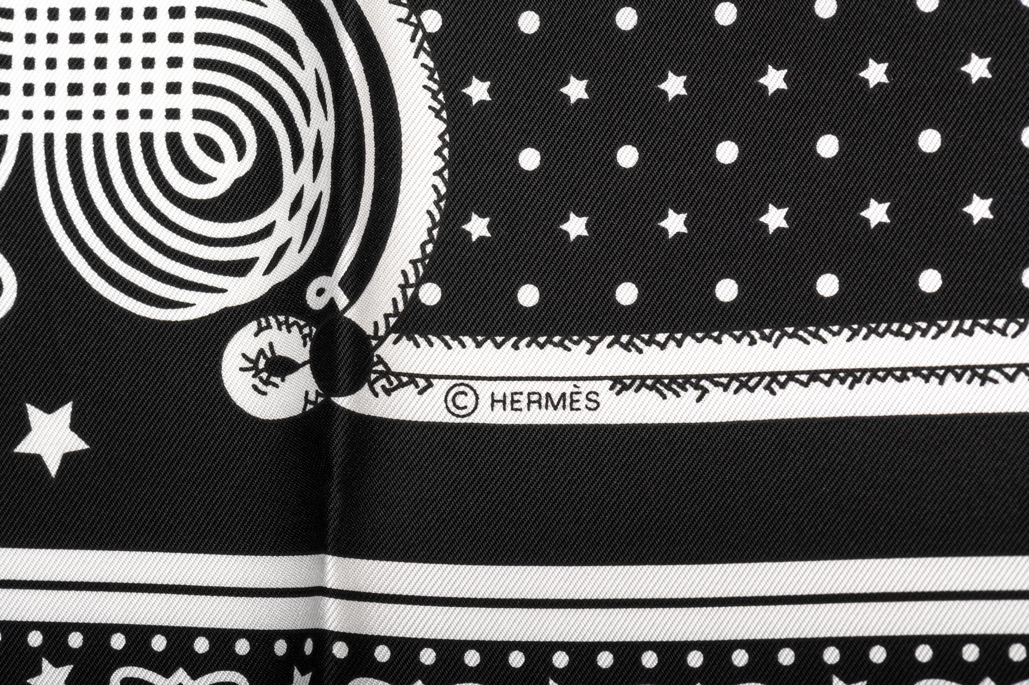 Hermes Limited Edition Black Bandana Brandebourg Scarf In New Condition For Sale In West Hollywood, CA