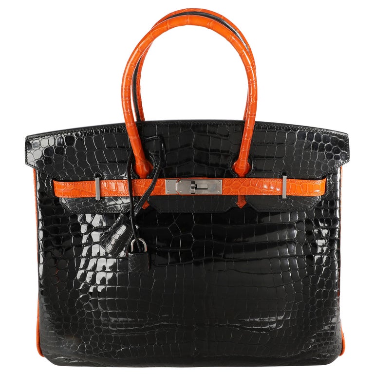 Black crocodile top birkin bag