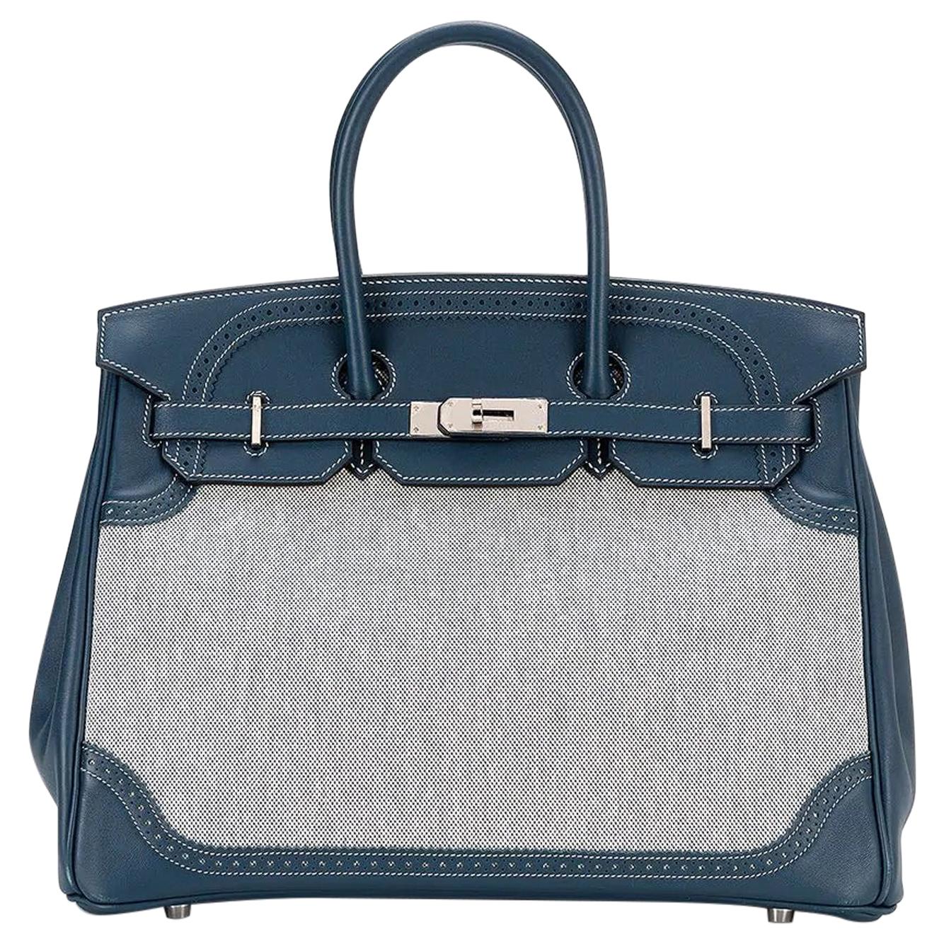 Hermès Limited Edition Bleu de Prusse Swift 35 Birkin Bag