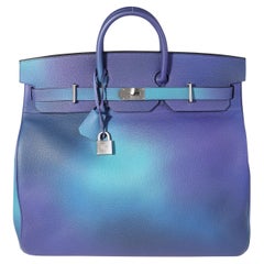 Hermès Limited Edition Bleu Nuit & Violet Clémence Cosmos Haut à Courroies 50 BP