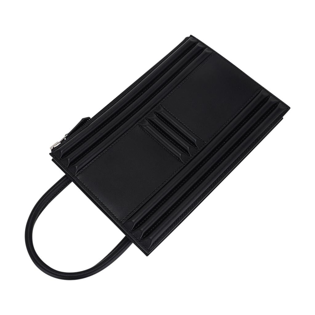 Women's or Men's Hermes Limited Edition Cadena Bag U Black Tadelakt Leather For Sale
