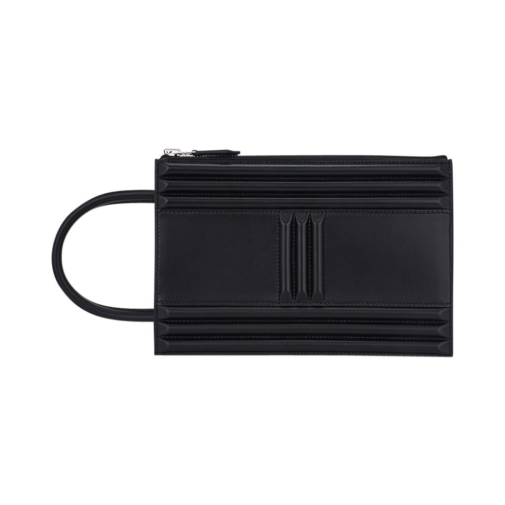 Hermes Limited Edition Cadena Tasche U Schwarz Tadelakt Leder im Angebot 2