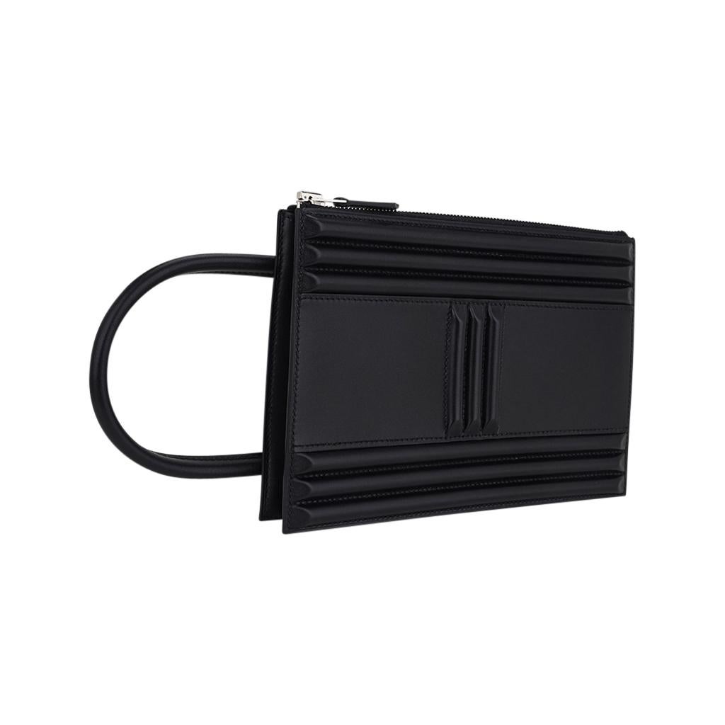 Hermes Limited Edition Cadena Bag U Black Tadelakt Leather For Sale 2