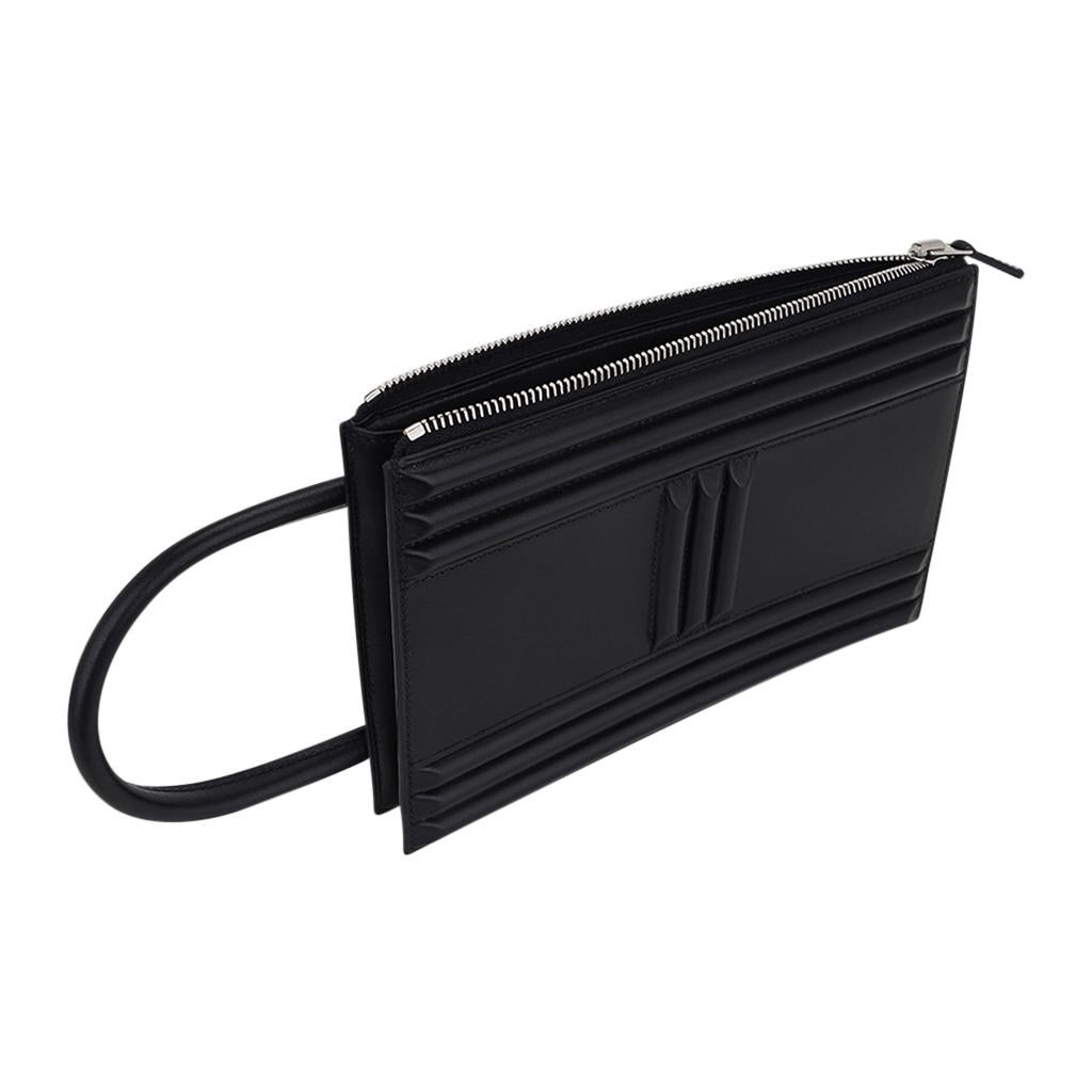 Hermes Limited Edition Cadena Bag U Black Tadelakt Leather For Sale 4