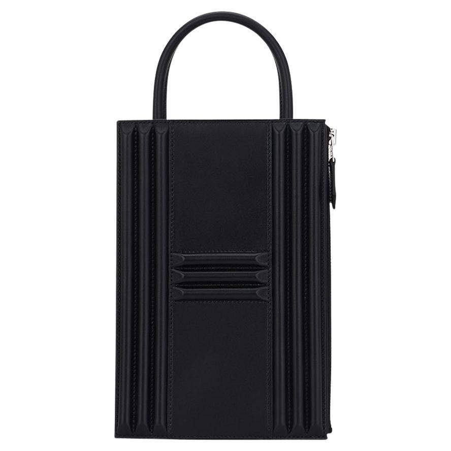 Hermes Limited Edition Cadena Bag U Black Tadelakt Leather For Sale