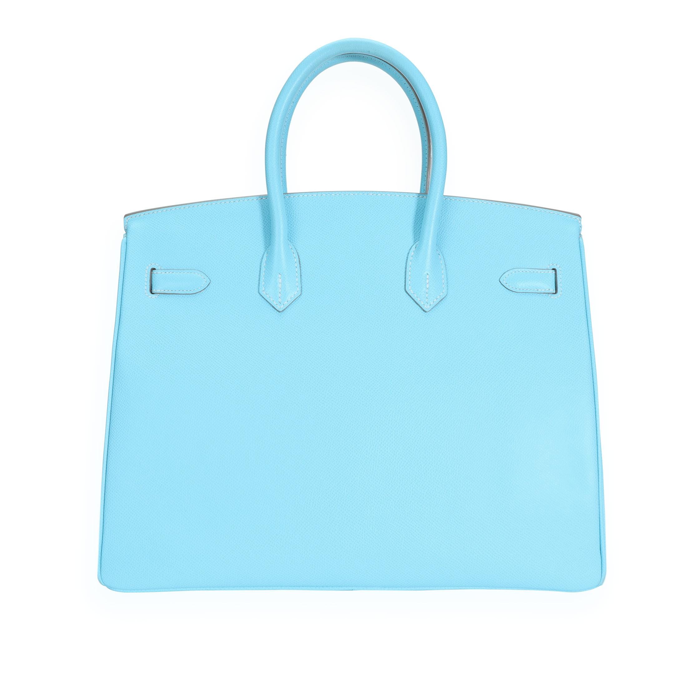 Blue Hermès Limited Edition Celeste & Mykonos Epsom Candy Birkin 35 PHW
