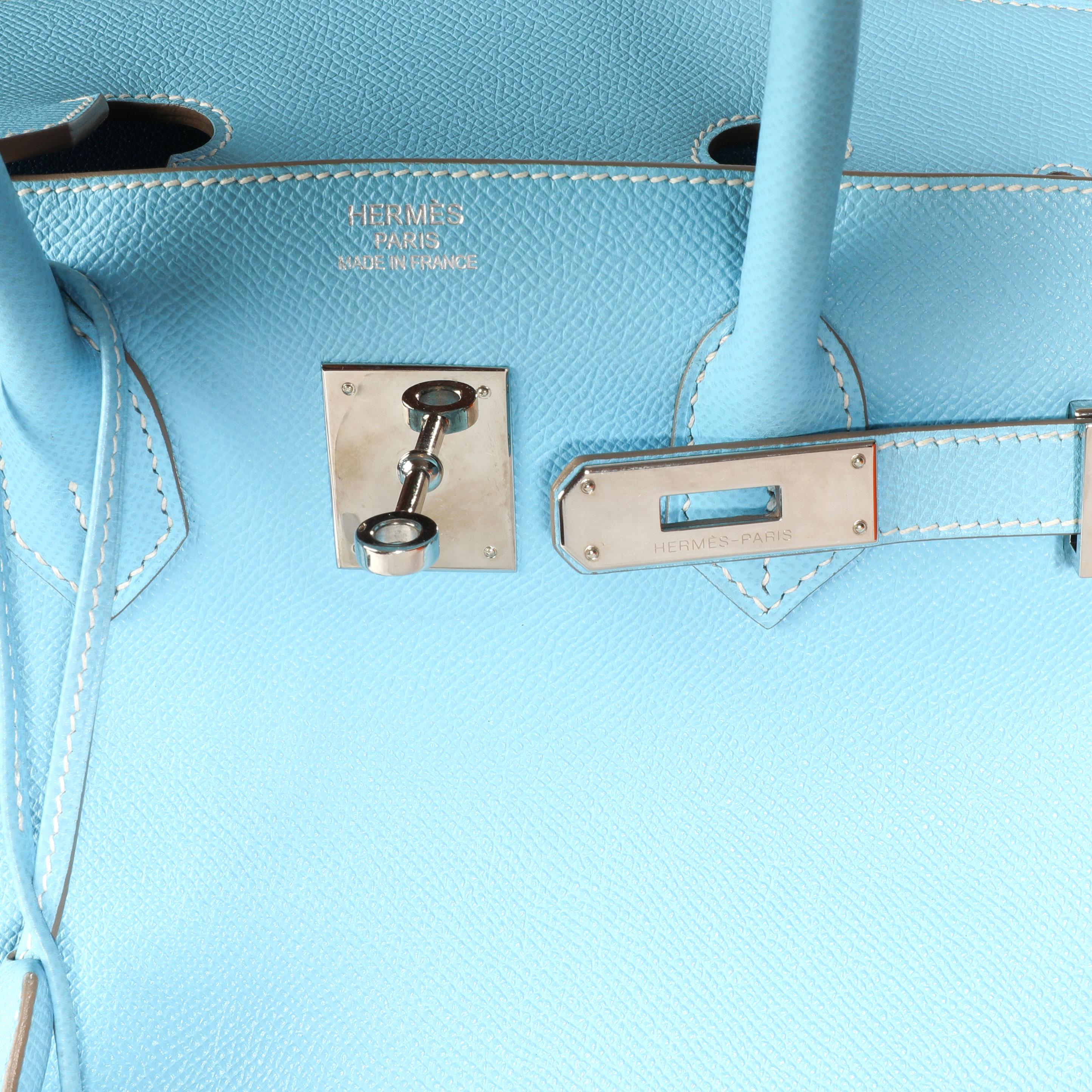 Hermès Limited Edition Celeste & Mykonos Epsom Candy Birkin 35 PHW In Good Condition In New York, NY