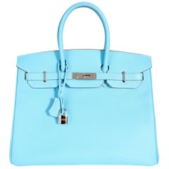 Hermès Limited Edition Celeste & Mykonos Epsom Candy Birkin 35 PHW