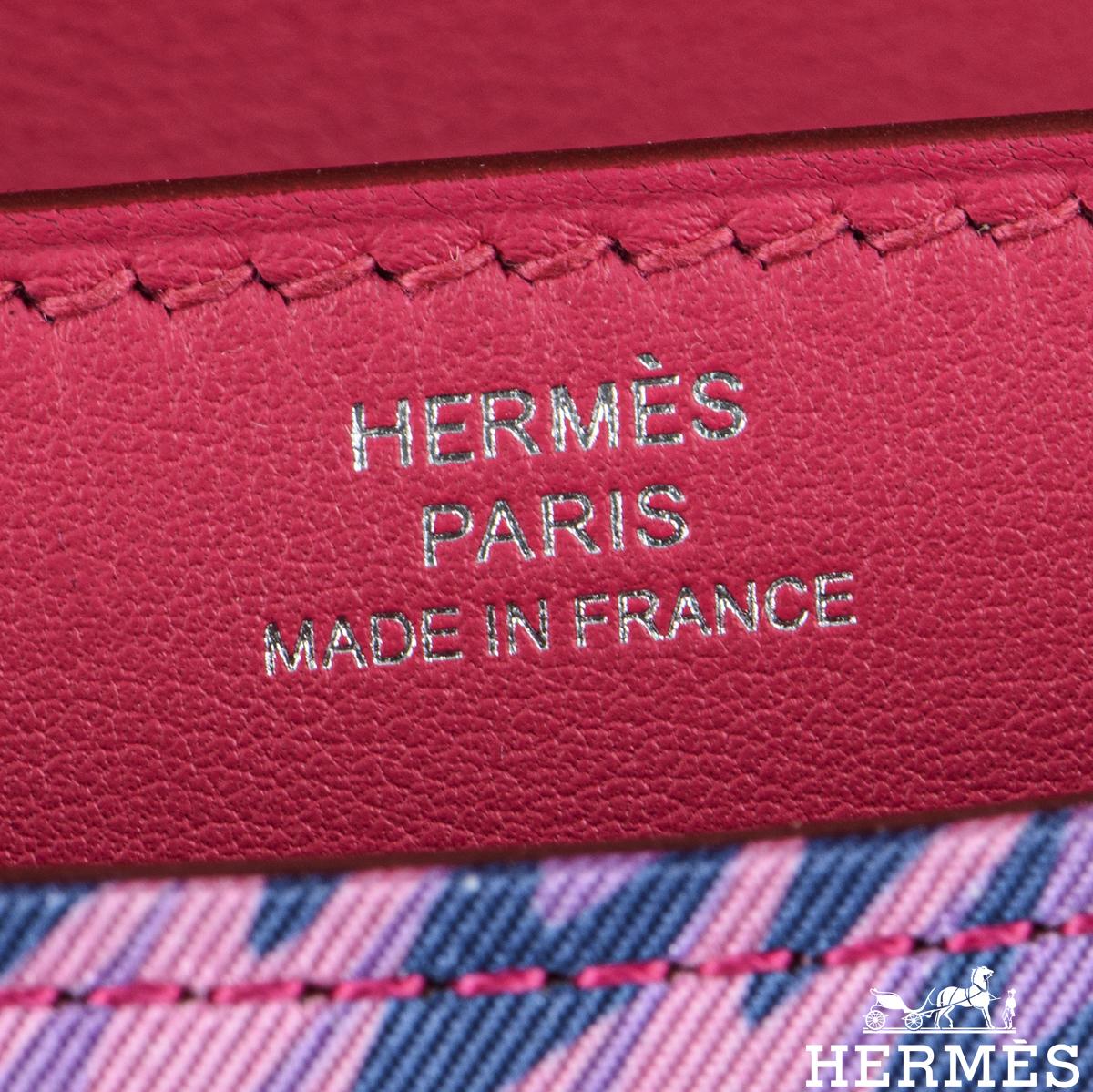 Hermès Limitierte Auflage Constance 18cm Marmor Seide PHW im Angebot 1