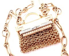Hermes Limited Edition Diamond Precieux Kelly Toggle Rose Gold Pendant Necklace