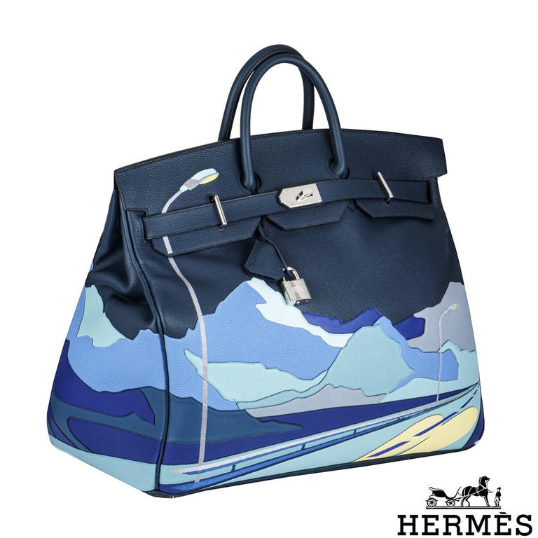 new goods unused ] Hermes Birkin 50 Ota Croix HAC bi color blue nui