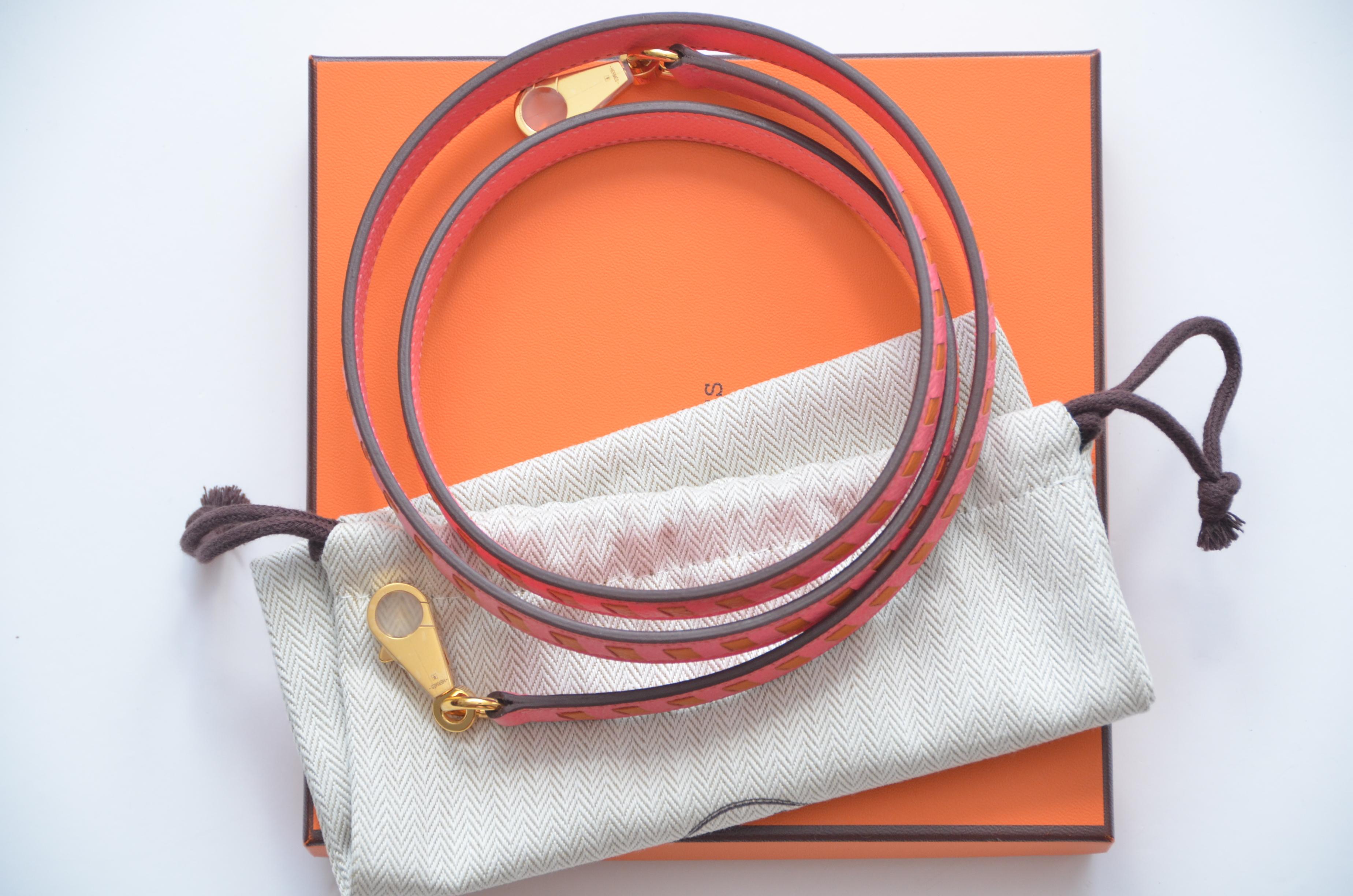 Pink Hermes Limited Edition Handbag Strap Epsom Rose Azalee X Abricot   NEW 