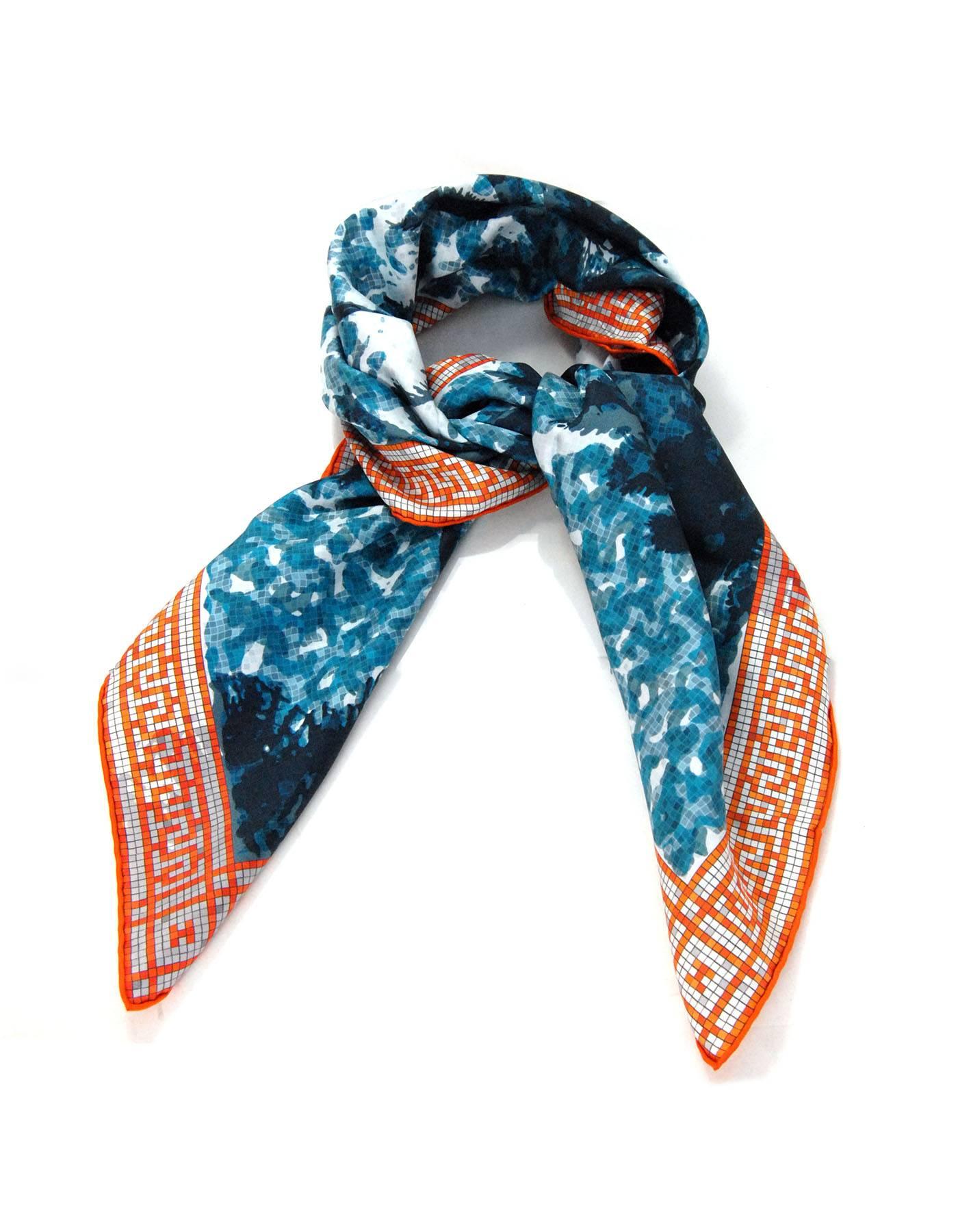 Hermes Limited Edition Hermes A Beverly Hills Silk 90cm Scarf NWT

Made In: France
Color: Blue, orange, white
Composition: 100% Silk
Retail Price: $395 + tax
Overall Condition: Excellent pre-owned condition, NWT
Included: Hermes box,