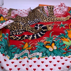 Écharpe en soie à cœurs "Jungling" édition limitée Hermès 90 par Robert The Dallet