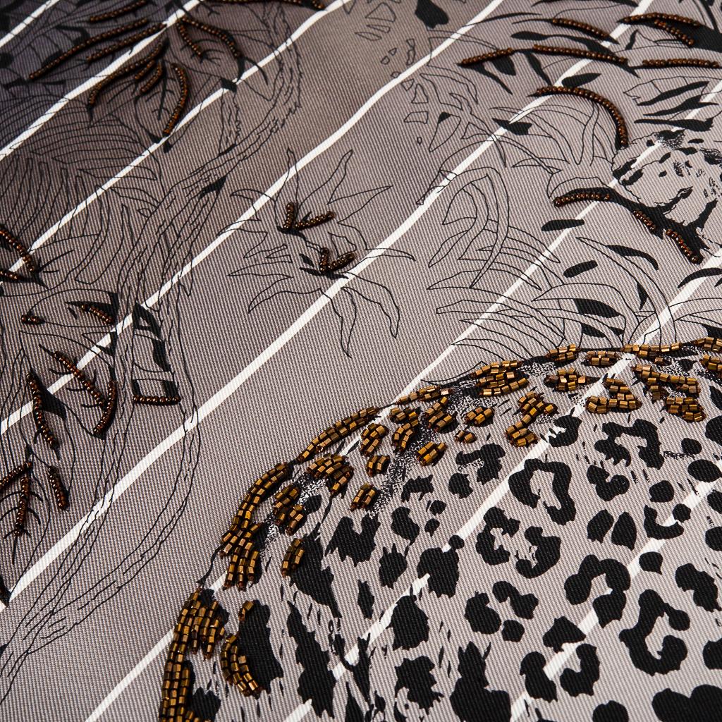 Hermes Limited Edition Jungle Love Rainbow Embroidered Scarf Silk 90 In New Condition In Miami, FL