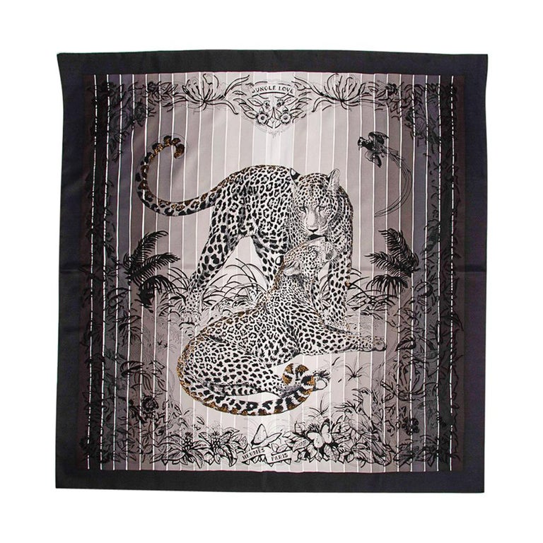 Hermes Limited Edition Jungle Love Rainbow Embroidered Scarf Silk 90 at