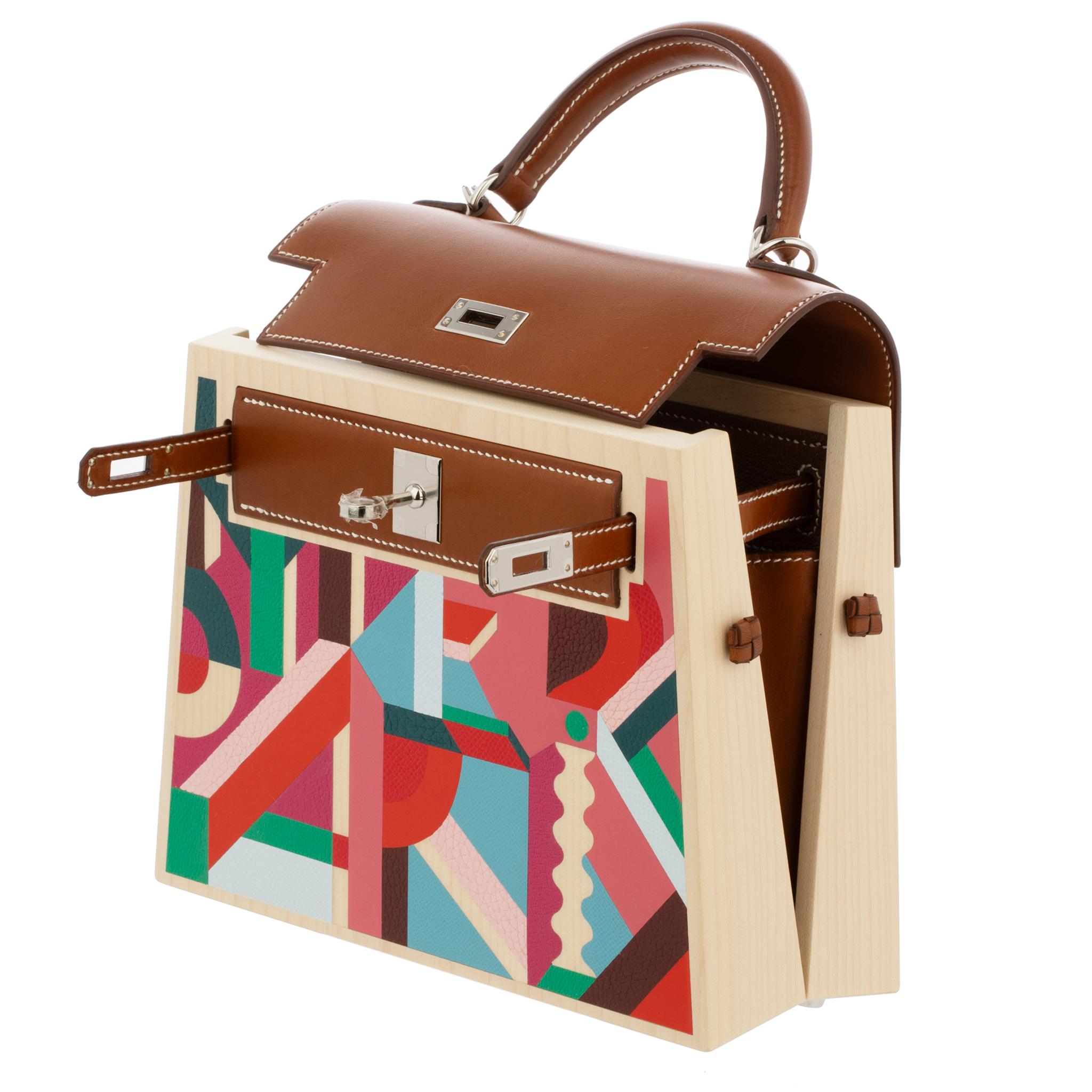 Hermès Limited Edition Kelly 22cm Wood Perspective Cavalière In New Condition For Sale In Sydney, New South Wales