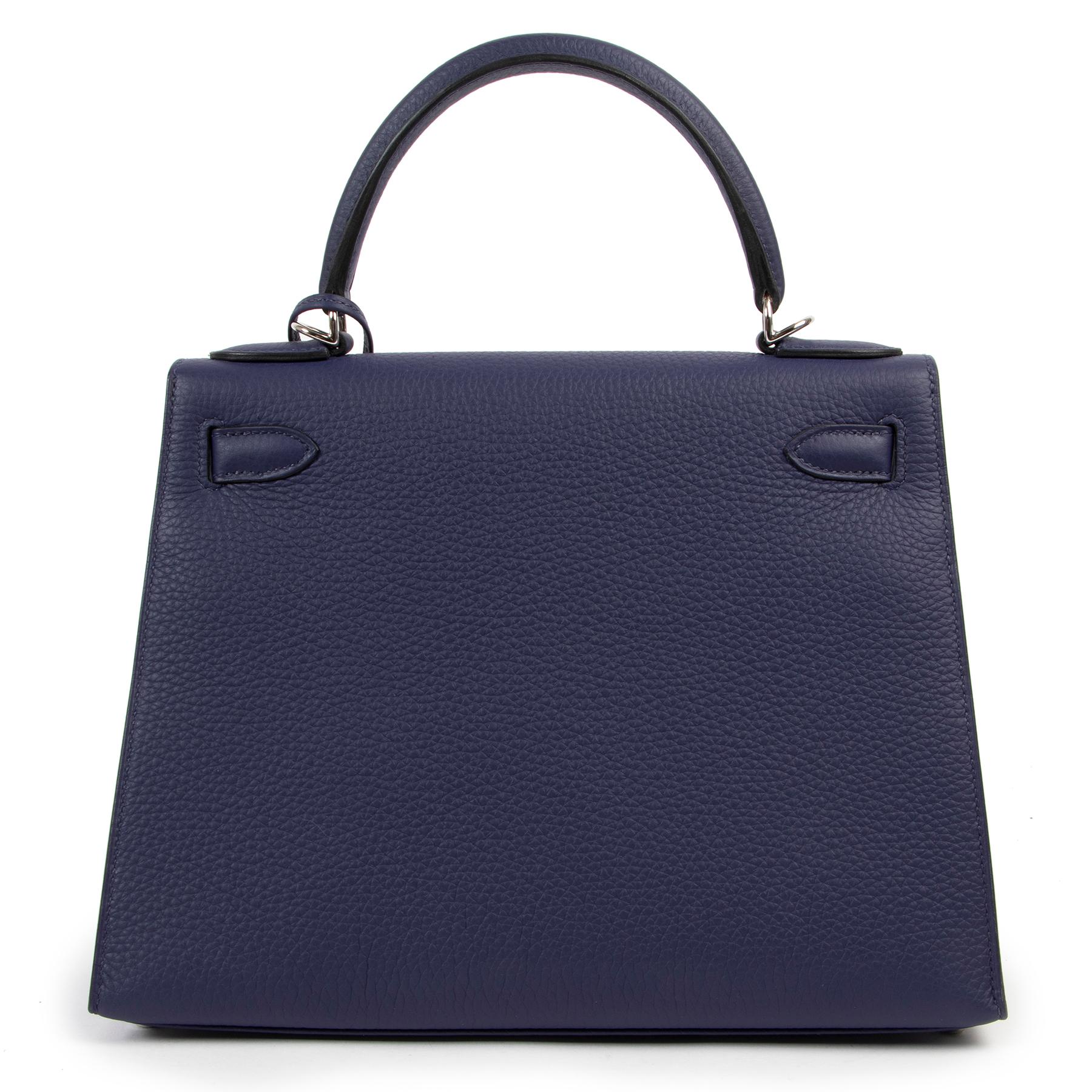 Purple Hermès Limited Edition Kellygraphie Kelly 28 Sellier Letter E PHW For Sale