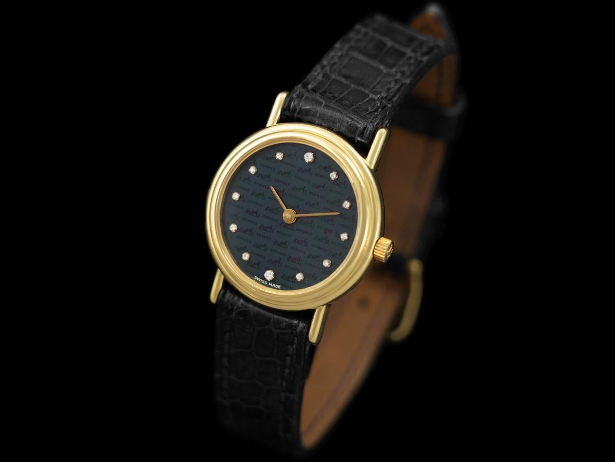HERMES LIMITED EDITION Ladies 18K Gold and Diamond Watch - Mint with Box In Excellent Condition For Sale In Suwanee, GA