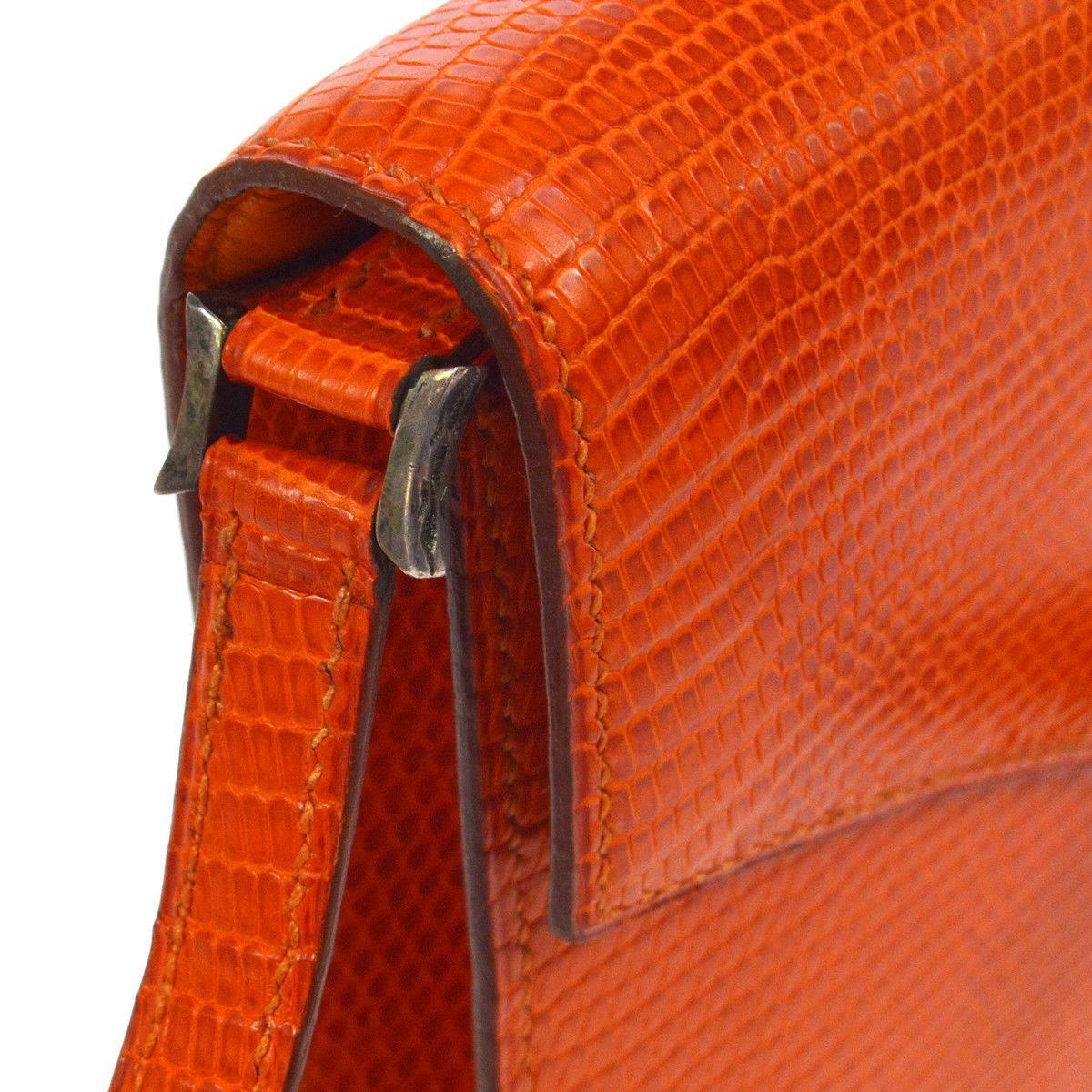 Red Hermes Limited Edition Lizard Leather Envelope Evening Clutch Shoulder Flap Bag