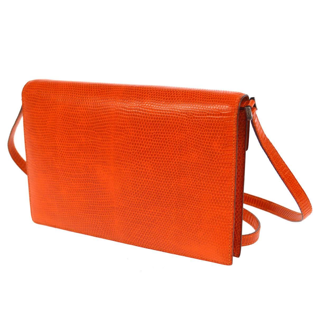 Hermes Limited Edition Lizard Leather Envelope Evening Clutch Shoulder Flap Bag In Good Condition In Chicago, IL
