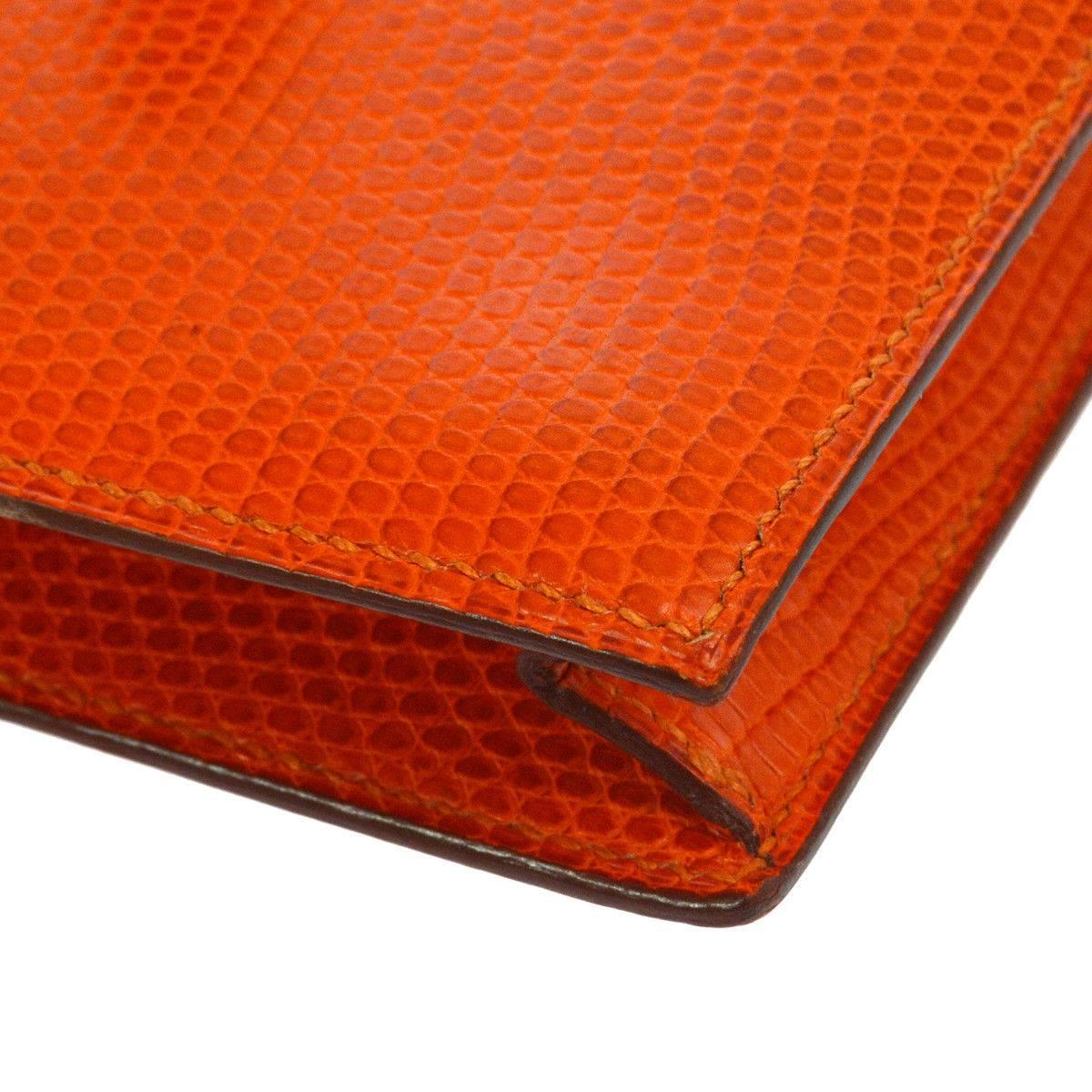 Hermes Limited Edition Lizard Leather Envelope Evening Clutch Shoulder Flap Bag 1