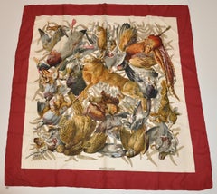 Hermes "Limited Edition" "Multi Fowls" Silk Jacquard Scarf
