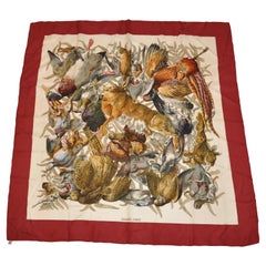 Hermes "Limited Edition" "Multi Fowls" Silk Jacquard Scarf