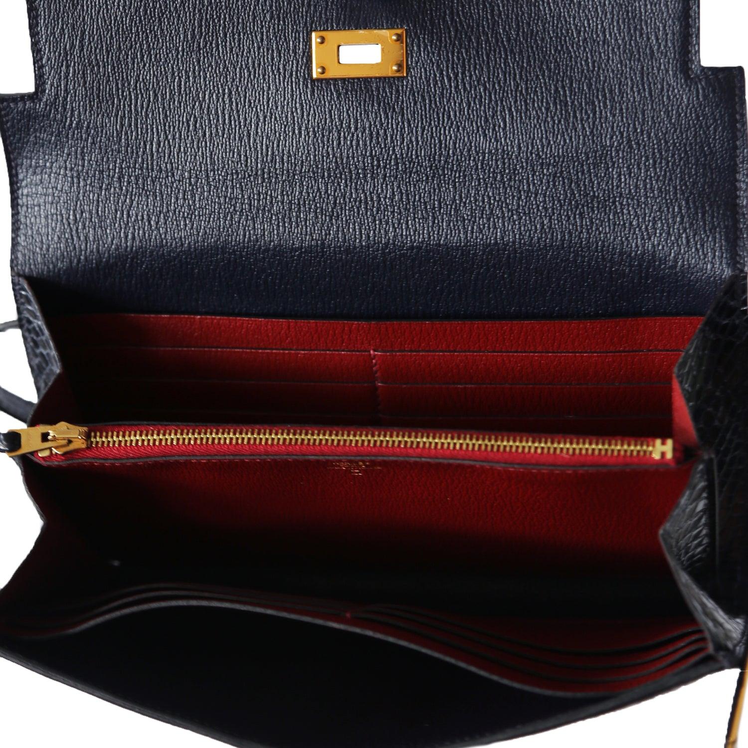 Nero Portafoglio Hermès Kelly GhILLI Navy in edizione limitata in vendita