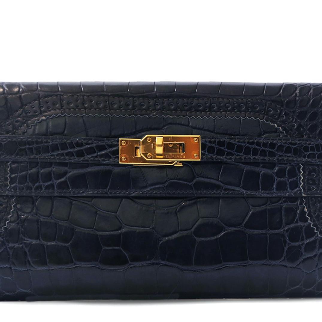 Portafoglio Hermès Kelly GhILLI Navy in edizione limitata In condizioni buone in vendita a London, GB