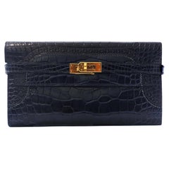 Hermès Limited Edition Navy Kelly Ghillies Wallet